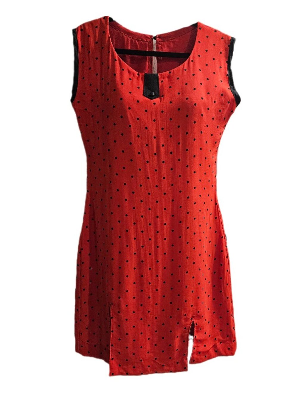 Vintage 1950s red and black polka dots sheath mini wiggle dress handmade